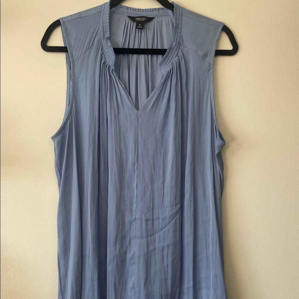 Simply Vera|Light Blue Pleated Sleeveless Flowy Chic Blouse|XL|EUC - Picture 2 of 8